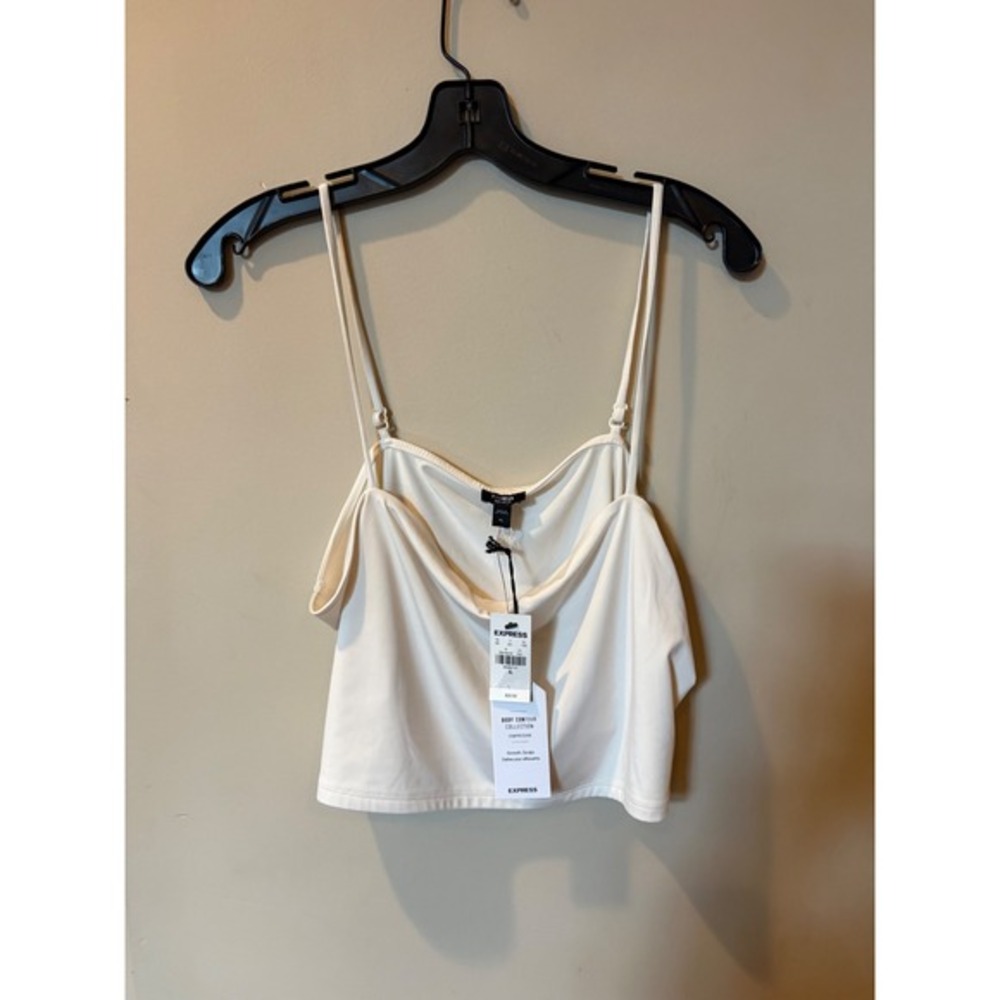 Express Body Contour Compression Cowl Neck Cami‎ Tank Top Off-White XL NEW